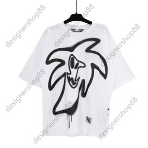 Tik Tok influencer same designer brand pure cotton spray black white Graffiti Hunter Print Short Sleeve Loose Casual Medium Sleeve T-shirt summer