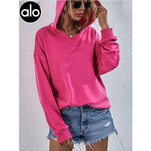 Desginer Aloyoga Al Yoga Aloos Tops Womens Winter New Plush Sweater Womens Hooded Sports CasuLoose Top High Quality Wholesale