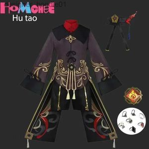 Cosplay Anime-Kostüme Herausforderung Hu Taos Rollenspiel mit Perücke Ring Hut Asiatische Größe Kleid im chinesischen Stil Hu Taos Mädchen RollenspielC24320