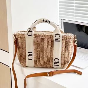 Borsa tote di design in rafia di lusso Woody Basket 7A borsa da donna in paglia negozio di moda estiva tessuto da viaggio borsa da spiaggia per donna uomo tracolla pochette pochette borse a tracolla