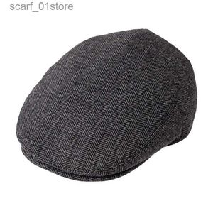 Cappelli da strillone BOTVELA in lana piatta C per uomo e donna a spina di pesce Cappello da strillone Kaki Ivy Cabbies Driver Beret Boina 002100%C24319