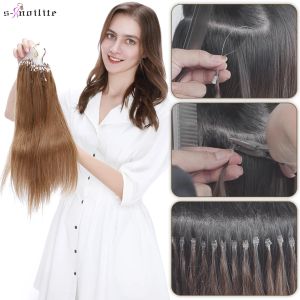 Extensions Snoilite 0,5 g Micro Loop Haarverlängerung Echthaar Microlink Micro Ring 100 Strähnen/Packung Schwarz Braun Glattes Naturhaar