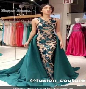 Desginer Jewel Neckline Mermaid With Oveskirts Prom Dresses High End Quality hunter green Party evening Dress Sleeveless In Sa2544863