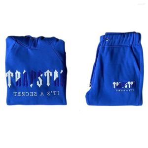 2024 Herrspårspår Trapstar Man Set Chenille avkodad Hooded Tracksuit Bright Dazzling Blue White Trapstar Jacke Schwarz broderad kvinna Suit Leisure Trend L6