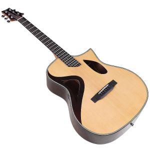 Guitarra acústica de 6 cordas, buraco de som exclusivo, 41 espaços, madeira de abeto sólido, alto brilho, folk, bolsa grátis