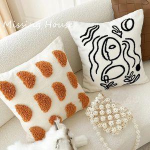 Ins Puff Ball Abstract Embroidered Pillow Cover Cushion Cover Cotton Pillowcase Flora Sofa Bedroom Home Decor 240306