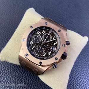 Gentlemen Wristwatch feminino AP WRIST Royal Oak Offshore Series Watches Mens Watches 42mm Diâmetro Precisão Aço Rosa Gentleman Casual Relógio 26470oro