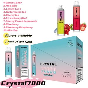 UK Original Sunfire Crystal Pro Max 7000 7K Puff 10000 10K 0/2/3/5% Kapazitätsspulen OEM Vape Stift Einweg E -Zigarettengeräte Pod Kit 1300mAh Batterie 16ml S% e Crystal 4000