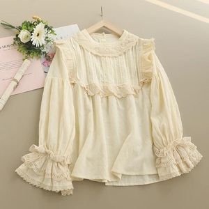 Women's Blouses Spring Sweet Round Neck Embroidered Shirt Women Long Sleeve Casual Tops WH0311-03