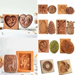 Backformen Keksform Ausstecher Holzplätzchen Weihnachten 3D Blatt Tannenzapfen für Kekse Niedlich Presstyp