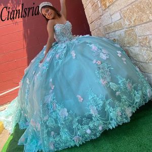 Quinceanera klänning älskling applikationer blommor fest prinsessa söt 16 bollklänning vestidos de 15 anos