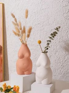 Vasos nórdico nu feminino corpo arte vaso de cerâmica acessórios casa mobiliário artesanato el sala estar estátuas ornamentos decoração