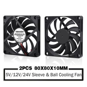 2PCS YOUNUON 80MM 5V USB 80x80x10mm 8cm 12V 24V 8010 2PIN 3PIN Bürstenlosen DC Kühlung Kühler PC CPU Computer Fall Fan 240314