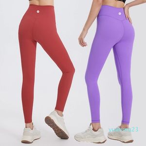 Lu Zaznacz sportowe legginsy z logo wysokim talią miękkie nagi uczucie jogi spodnie kobiety elastyczne sportowe szybkie suche oddychanie gimnastyczne trening rajstopy.