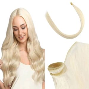 Väver väver Vesunny Virgin Invisible Genius Weft Hair 1624Inch Blond Color #1000 Högkvalitativ jungfrulig människa hårbuntar