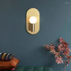 Lampa ścienna Nordic LED Modern proste miedziane lampy nocne Kreatywne osobowość salon amerykański styl koryta oświetlenia schodowe