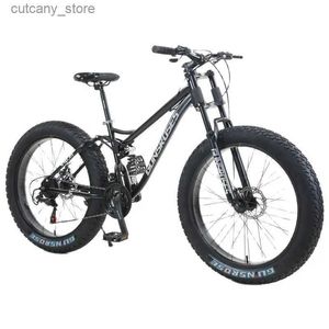 Bikes Ride-Ons 2023 New Fat Tire 26*4.0 Wide Tire Snow Beach Adult Mountain Bicyc High Carbon Steel Outdoor Sports Bike L240319