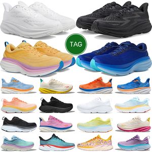 Designer Running Shoes Clifton 9 Cyklamen för män Kvinnor Hokah Triple Black White Coastal Sky Shifting Sand Bondi 8 Bellwether Blue Mens Trainer