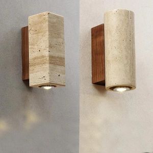 Wall Lamps Modern Creative Yellow Travertine Lamp E27 Spotlight Lighting Bedside Balcony Outdoor Waterproof Decoration Fixture Sconce