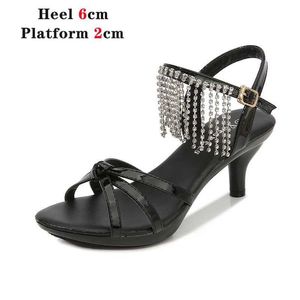 Dress Shoes Stripers Sandals Women Size 43 Thin Heels Fringe Diamonds Chain Summer Colors Peep Toe Sexy Nightclub Party H24032170YTITFI