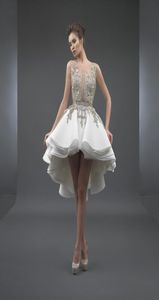 Vit 2019 eleganta cocktailklänningar Aline Scoop Short Front Long Back Applices Lace Party Plus Size Homecoming Dresses Vestido D4612801
