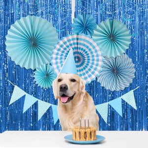 Party Decoration 15st Set For Birthday Paper Fans Streamers Decorations Flowers Hanging Swirls Tinsel Curtain Backdrop