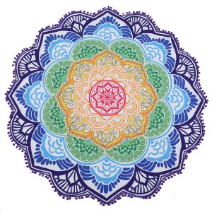 Rundes Strandtuch Hippie/Boho Mandala Stranddecke/Indischer Überwurf Bohemian Runde Tischdecke Mandala Dekor/Yogamatte Meditation01