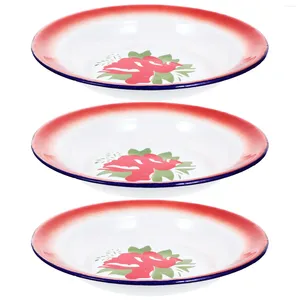 Conjuntos de louça 3 Pcs Old Fashioned BBQ Esmalte Placa Talheres Salada Estilo Chinês Servindo Pratos