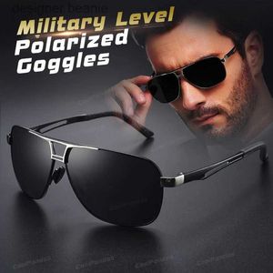 Óculos de sol Top Grado em alumínio magnésio quadrado óculos de sol polarizados polarizados para óculos de sol para homens, condução de segurança militar, dirigindo Oculos de Sol Masculinoc24320