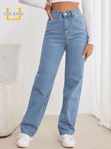 Jeans a gamba larga taglie forti per donna Pantaloni jeans denim elasticizzati a vita alta larghi per donna 100 kg 175 cm alti dritti 240315