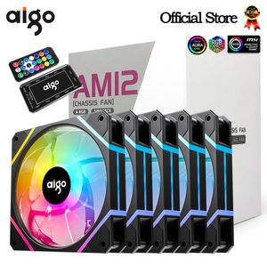 AIGO AM12 RGB FAN Ventoinha PC Controladora 120mm Computer Case Kit 6Pin Water Cooler CPU Cooling Fans Argb 12cm Ventilador 240314