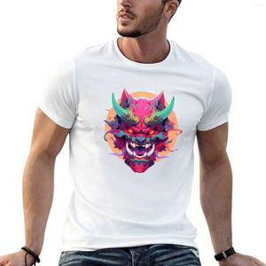 Herrtankstoppar japanska oni mask t-shirt koreansk mode överdimensionerade t-shirts man svart t shirt skjortor för män