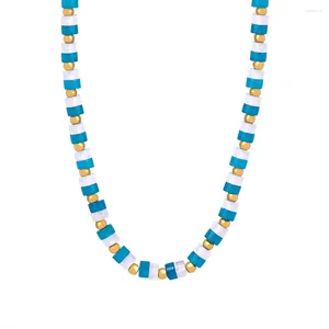 Girocollo Marka Collana con pietre preziose blu e bianche Accessori bohémien da donna Moda per ragazze Catena di perline Coppia regalo di gioielli all'ingrosso