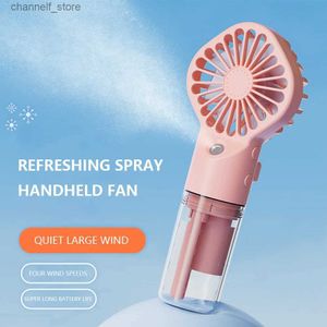 Electric Fans Handheld mini air conditioner USB charging portable cooling fan low noise humidifier home/office/dormitory fog coolerY240320