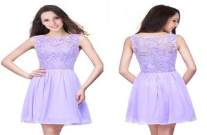 2020 In Stock Lilac Chiffon Short Homecoming Dresses Cheap Backless Lace Appliqued Cocktail Party Gown Mini Prom Evening Dresses C1198657