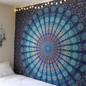 Mattor Mandala Tapestry Hippie Hem Dekorativ vägg hängande Böhmen strandmatta yoga sängöverdrag bordsduk 210x148cm