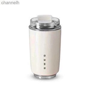 Vattenflaskor SMEG Thermos Cup varm kaffe isolerat rostfritt stål termiskt glas mugg sportflaska med fack Vatten vit termos yq240320