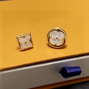 Designer-Schmuck, 18 Karat vergoldet, Luxus-Marken-Blumen-Ohrstecker, rund, geometrisch, für Damen, Kristall-Ohrring, Hochzeits-Party-Schmuck, Hochzeiten, Partys, Geschenke mit Box