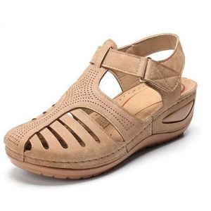 Sandals Fashion Summer Women Dance Hollow Round Toe Shoes Wedge Female Comfortable Beach Ladies Hook Loop H24032505