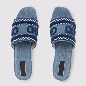 Summer women's flat bottomed slippers, fashionable outdoor slippers, denim shoes, non slip soles, women's sizes 35-43 with box