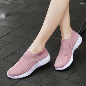 Casual Shoes Women Flats Breathable Mesh Platform Sneakers Slip On Soft Ladies Woman Knit Sock Plus Size 35-43
