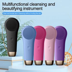 Electric Cleansing Brush Silicone Ultrasonic Vibration Face Cleanser Deep Pores Blackhead Cleaning Washing Skin Massager 240313