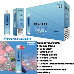 VAPE Crystal VAPE lampeggiante imini 7000 sbuffi vapore sbuffo usa e getta 12000 10000 8000 6000 rnm tornado e sigaretta da 1300 mAh batteria da 16 ml di carrelli predefiniti 15k 8k 7k vapore vaper