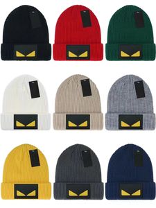 Mode-Schädel-Kappen, gestrickte Hüte, Winter-Designer-Mütze mit kleiner Monster-Kennzeichnung, warme Wollmütze, Unisex, Casquette, 10 Farben, hohe Qualität