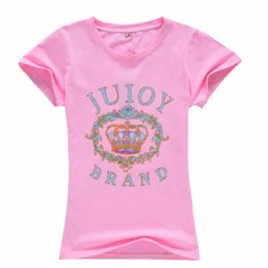 2024 Ny Juicy Counter Summer Round Neck Kortärmad t-shirt Korean version Kvinnors solida färgtrycksbrev T-shirt Bomull