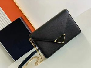 Saffiano Leather Designer Shoulder Bags Enameled Metal Triangle Sequined Flap Bags Gold Hardware Chains Cross Body Bag Magnetic Buckle Clasp Inner Pocket Purse