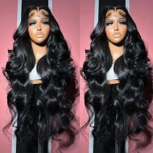 250% High Density 13x4 HD Transparent Body Wave Lace Frontal Human Hair Wig PrePlucked 30 40 Inch 13x6 Lace Front Wig for Women