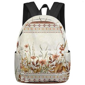 Mochila plantas flor estilo pastoral americano retro estudante sacos de escola portátil personalizado para homens mulheres feminino mochila de viagem