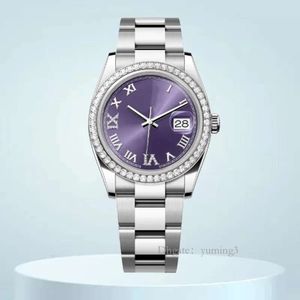디자이너 여성 시계 고품질 relojes 36mm 41mm 퍼플 로마 디지털 다이아몬드 다이얼 8215 운동 패션 방수 사파이어 몬트레 커플 시계