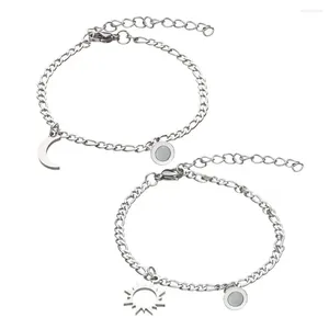 Link Bracelets Fashion Jewelry Valentine's Day Gifts Stainless Steel Magnet Moon And Sun Attraction Couple